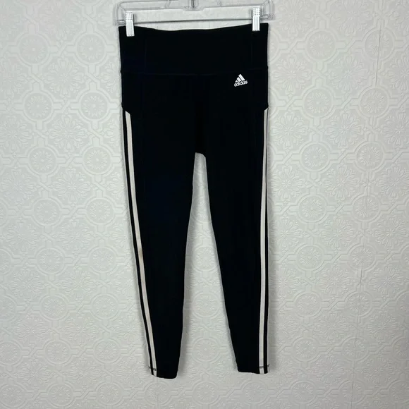 Adidas DESIGNED TO MOVE HIGH-RISE 3-STRIPES 7/8 SPORT TIGHTS Climalite Leggings - Picture 2 of 4